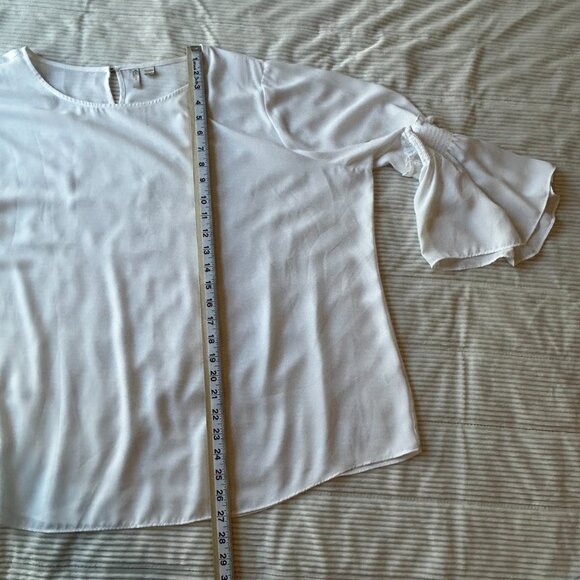 Cato Women’s Plus Size 22/24W White Blouse Boho Flowy 3/4 Bell Sleeve Top - Picture 13 of 14